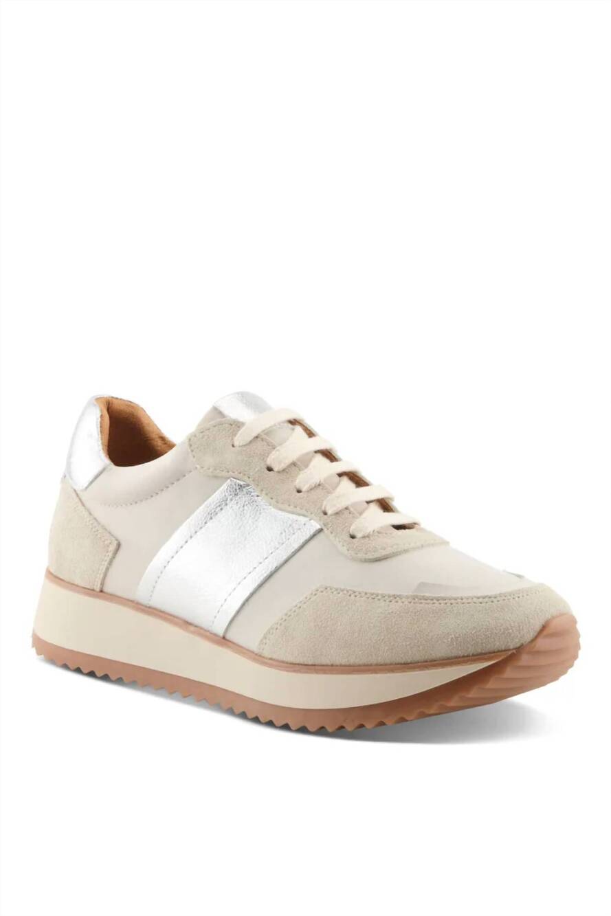 NEW SPRING STEP SHOES women's compter sneaker in off white suede